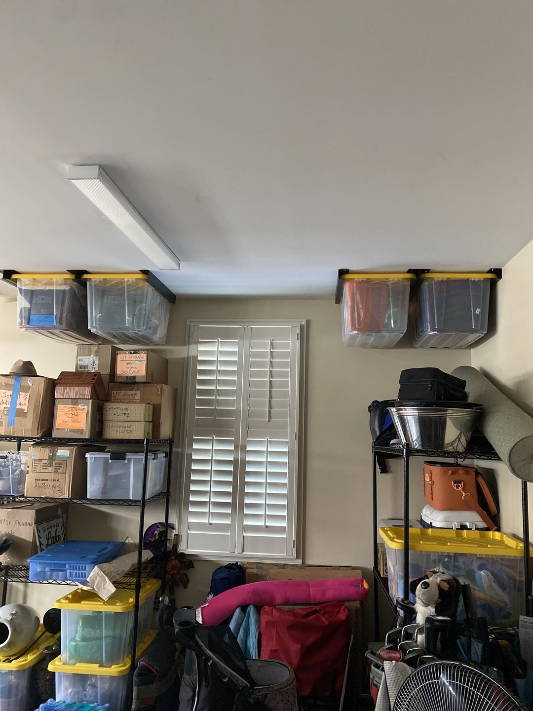 Customer photo review of Overhead Storage Bin Rail System - Made in USA
