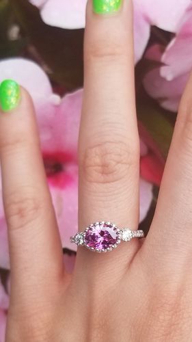 Customer photo review of 3-Stone Purple Oval CZ Ring in Sterling Silver 1.2ct