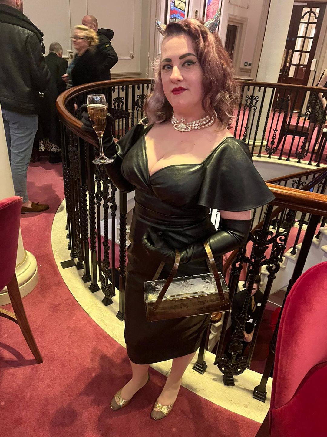 Customer photo review of Faux Leather Opera Gloves in Black
