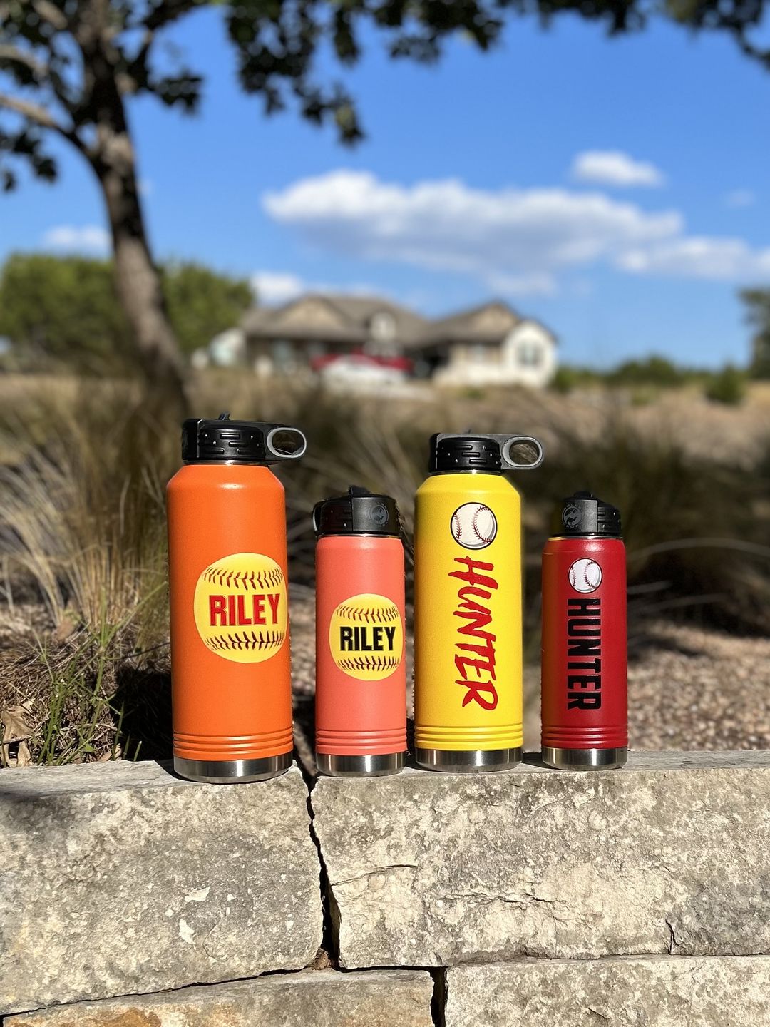 Customer photo review of Personalized Softball Kids Water Bottle Tumblers with Color Printed Name