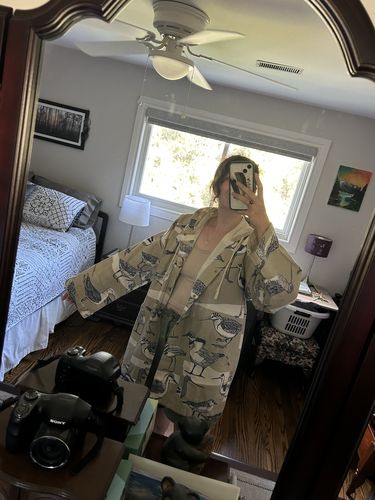 Customer photo review of Vintage Michigan Rag Co. Canvas Birds Hooded Jacket Size Small Fits Medium