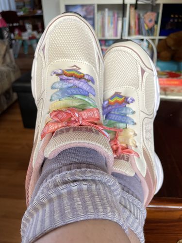 Customer photo review of Rainbow Pastel Shoelaces