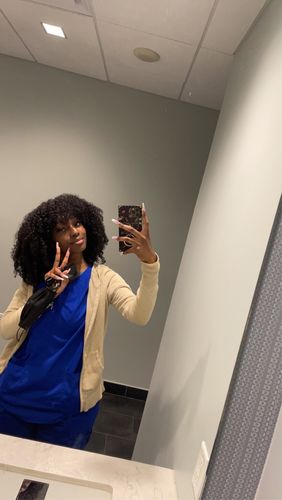 Customer photo review of Afro Curly Wear & Go Glueless Wigs With Natural Hairline Dome Cap Lace Closure Wigs