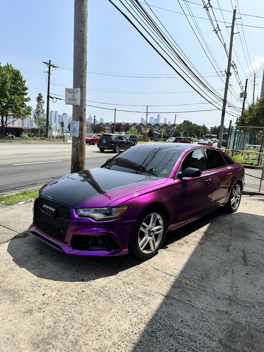 Customer photo review of Glossy Metallic Grape Purple Vinyl Wrap