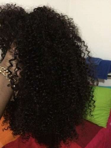 Customer photo review of Natural Black Kinky Curly Lace Frontal Wig 200% Density