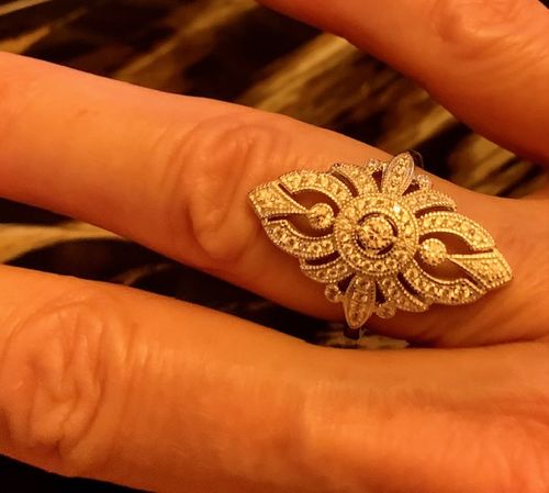 Customer photo review of Navette Art Deco CZ Ring in Sterling Silver