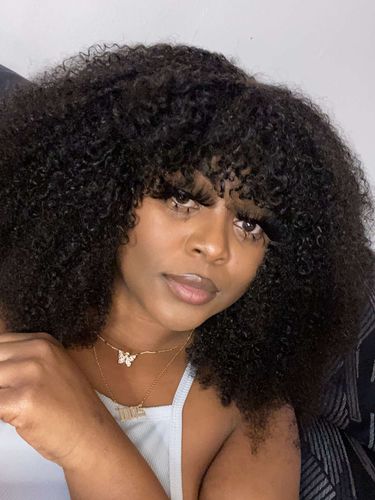 Customer photo review of Afro Curly Wear & Go Glueless Wigs With Natural Hairline Dome Cap Lace Closure Wigs