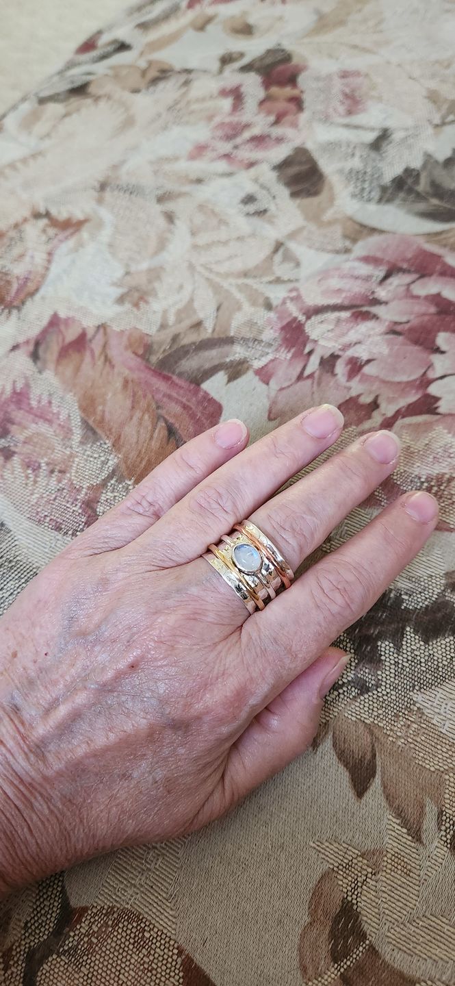 Customer photo review of Chunky Spinner Ring with Moonstone Sterling Silver