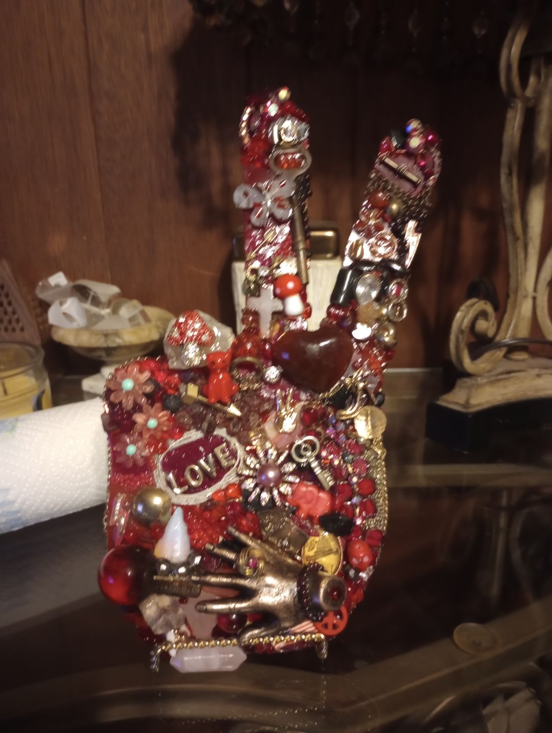 Customer photo review of Unfinished Wood Peace Hand Shape - Craft - up to 24" DIY