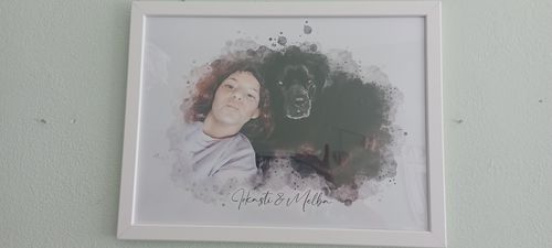 Customer photo review of Πορτραίτο Δικό Σας μαζί με το Κατοικίδιο σας - Νερομπογιά