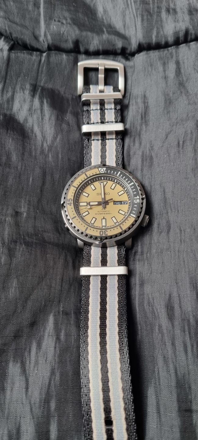 Customer photo review of Premium Woven Military Style Watch Strap - Black, Grey and Beige (No Time To Die Strap)
