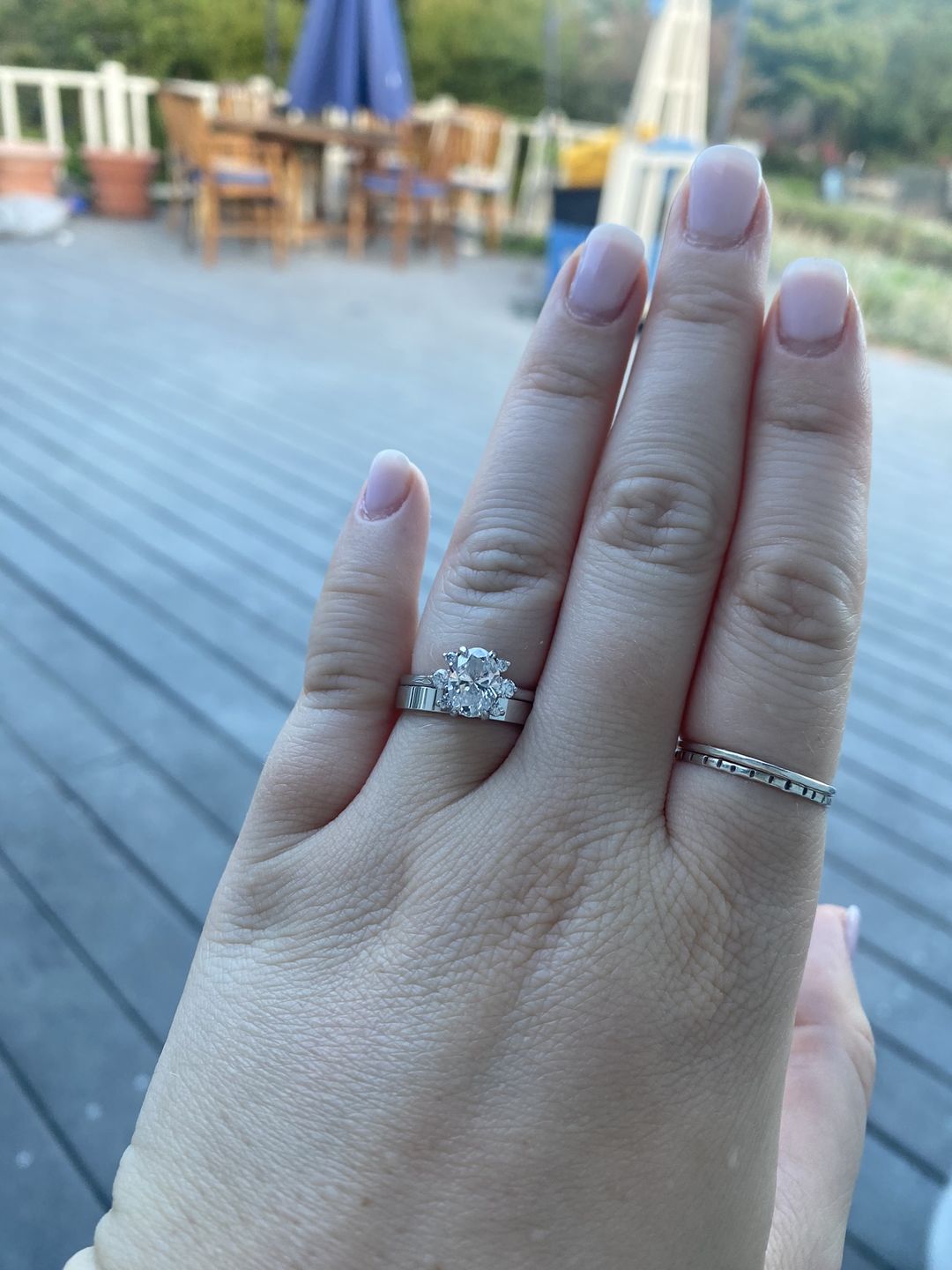 Customer photo review of Flat Edge Wedding Band