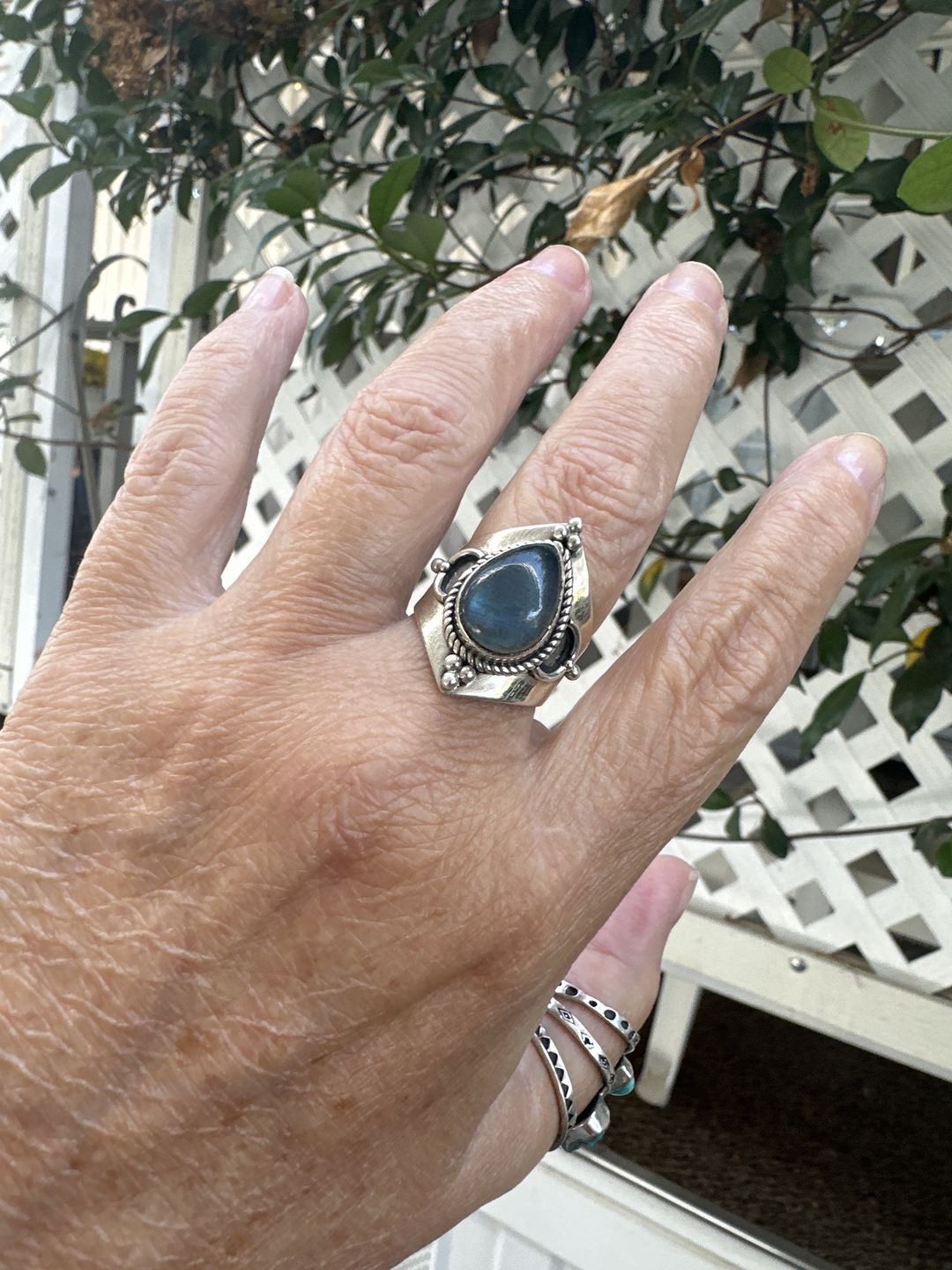 Customer photo review of Teardrop Labradorite Ring Sterling Silver