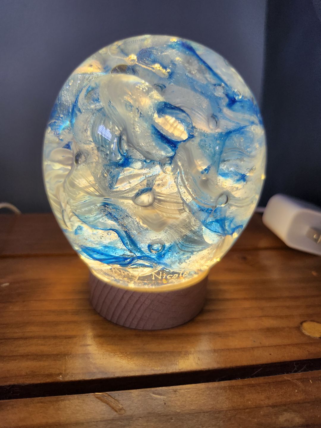 Customer photo review of Cotton Candy Orb with Infused Cremation Ashes