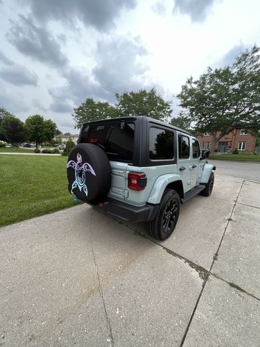 Customer photo review of Sea Turtle Spare Tire Cover, Purple Rear Backup Camera Hole Tribal Hawaiian Back Wheel Cover Accessories Beach Unique Design RV Camper