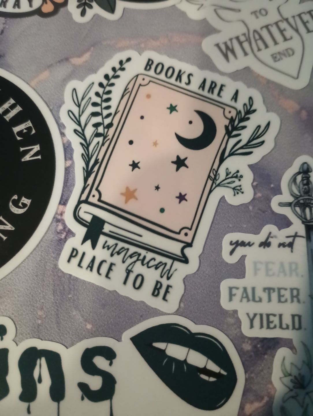 Customer photo review of books are a magical place to be sticker