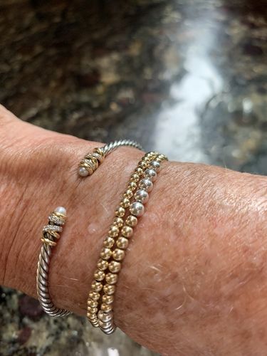 Customer photo review of be grateful juno bracelet double stack (3+4mm)