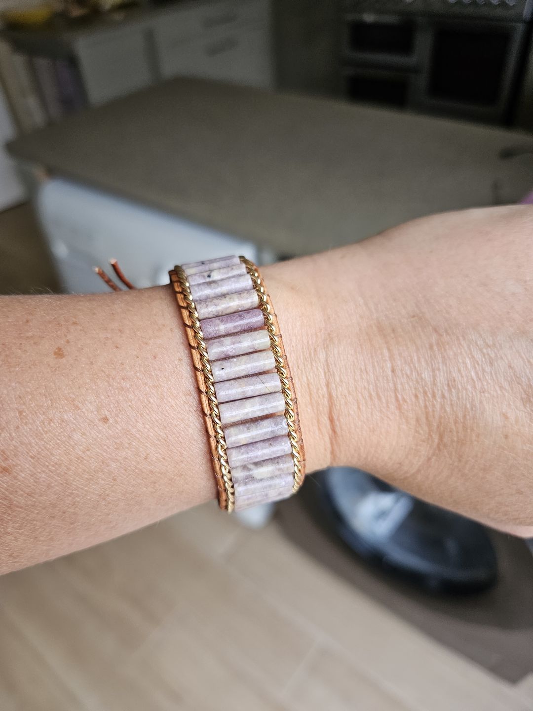 Customer photo review of Natural Purple Lepidolite Tube Wrap Bracelet