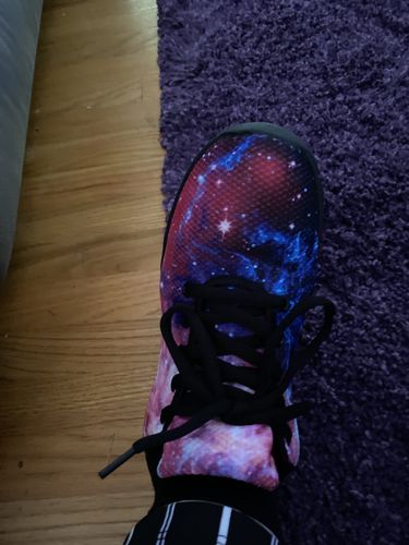 Customer photo review of Purple Galaxy Space Blue Stardust Print Women's Sneakers