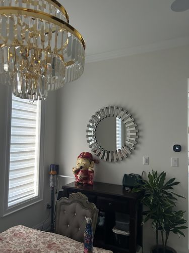 Customer photo review of Modern Sunburst Beveled Round Mirror 36"