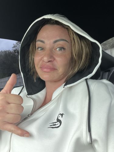 Customer photo review of Official Shredded Gym Hoodie - Womens Zip up - Arctic White