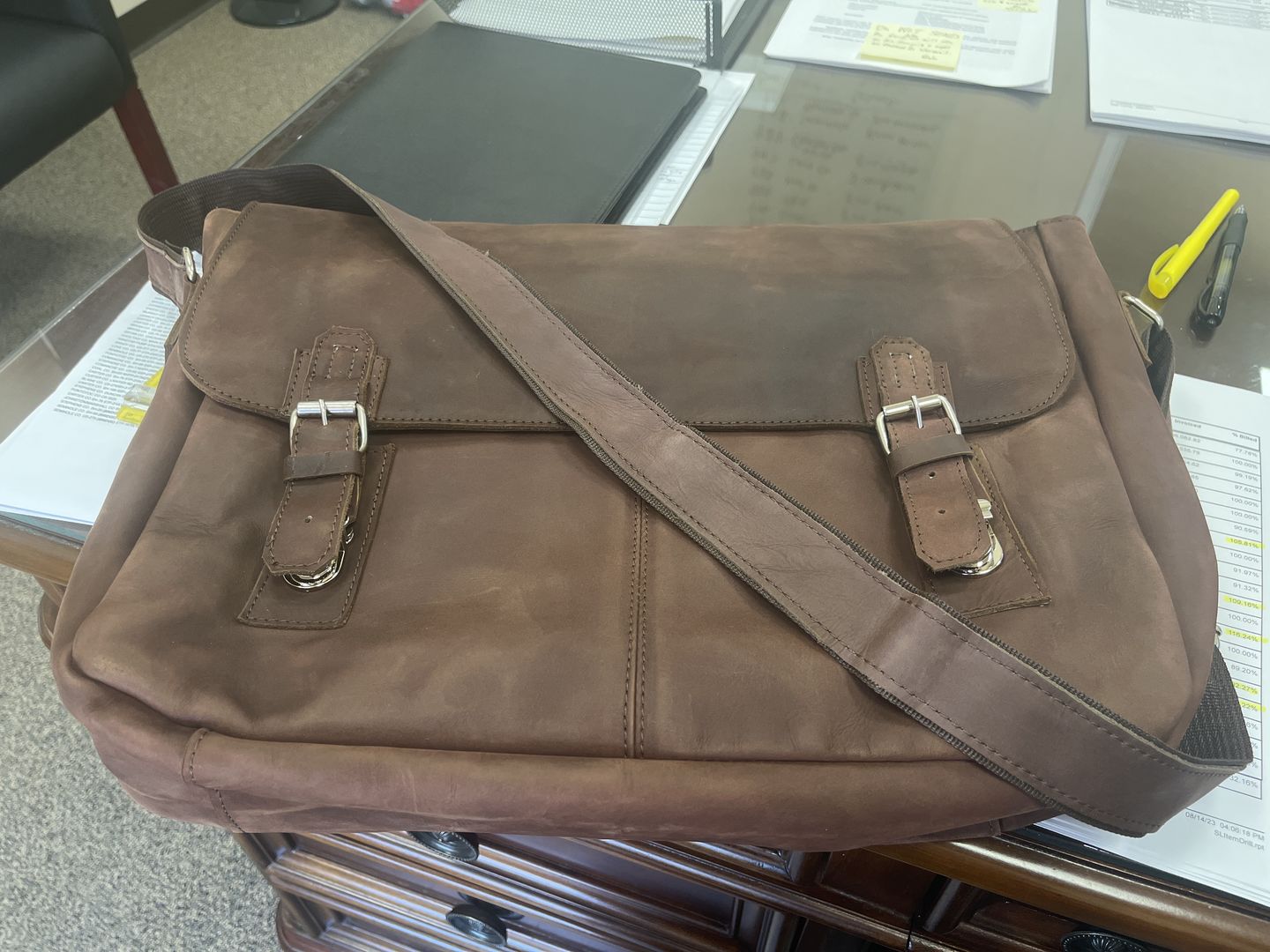 Customer photo review of Crazy Horse Buffalo Leather Messenger Bag