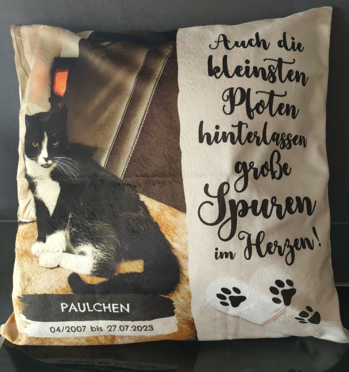 Customer photo review of Die kleinsten Pfoten - Individuelles Kissen
