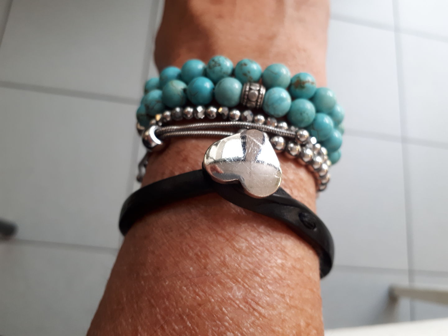 Customer photo review of Bracciale pelle Cuore Mio Palladio Tulsi