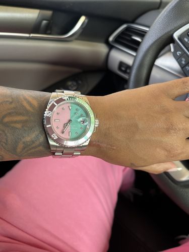 Customer photo review of Pascal Royal Luxe Diamond Watch (Cotton Candy Bezel)