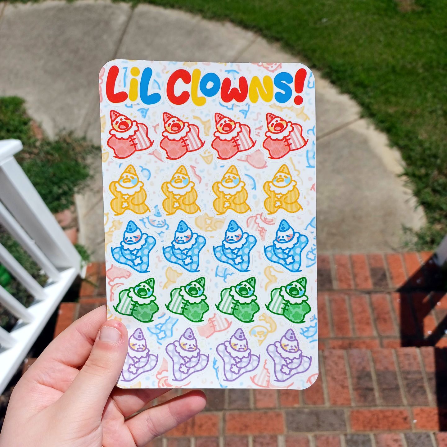 Customer photo review of Cute Lil Clowns Sticker Sheet