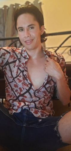 Customer photo review of Mens See Through Stained Glass Print Shirt SKUJ16848