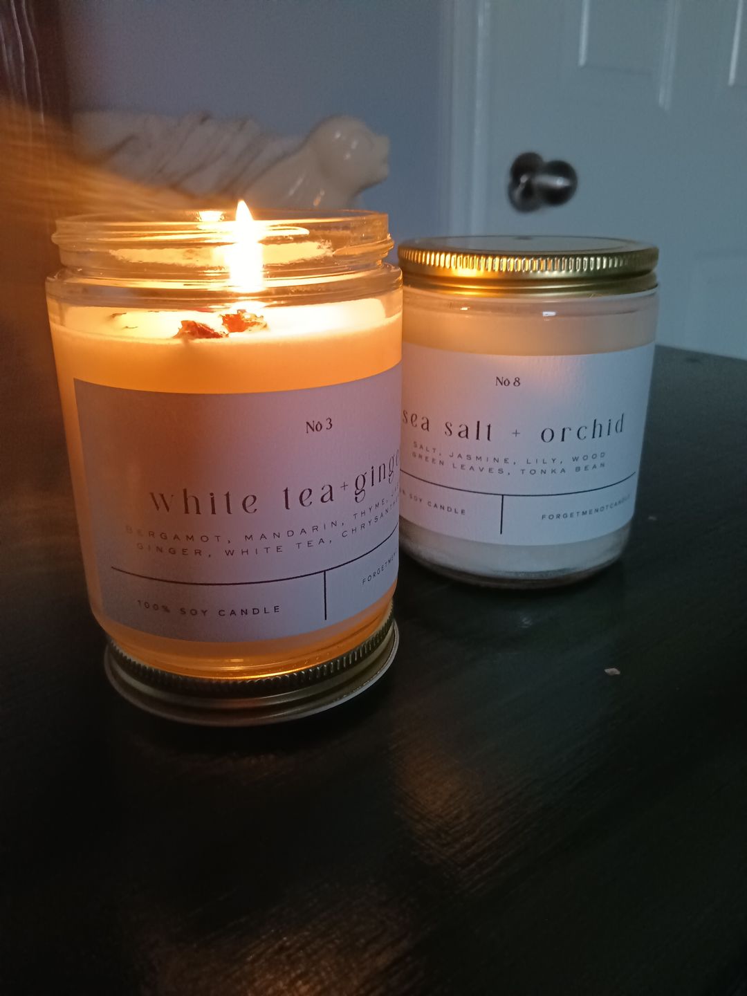 Customer photo review of White Tea + Ginger 9 oz Glass Candle
