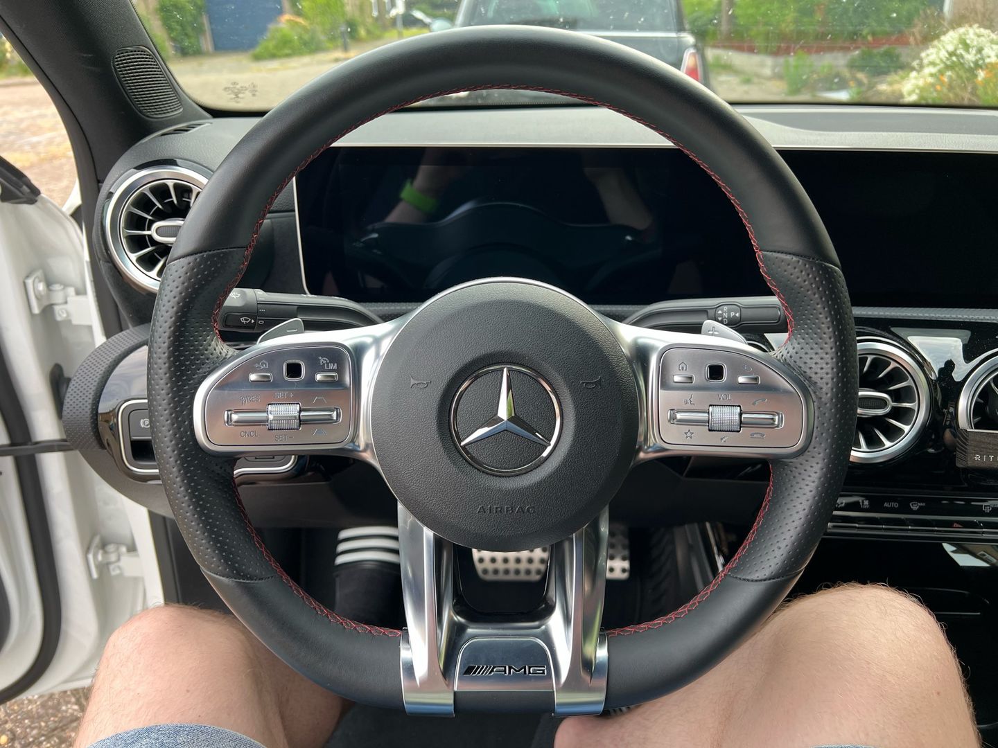 Customer photo review of Mercedes AMG Flat Steering Wheel Lower Trim Cover for Mercedes (2019+)