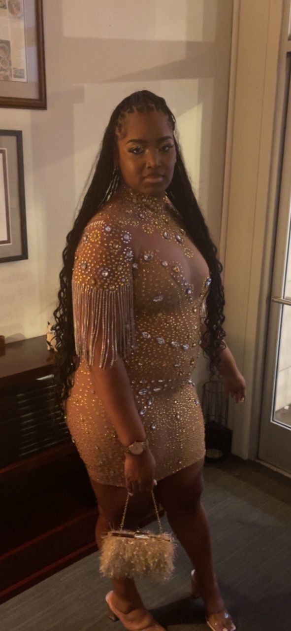Customer photo review of Libra Diamante Gold Tassel Dress (Ready To Ship)