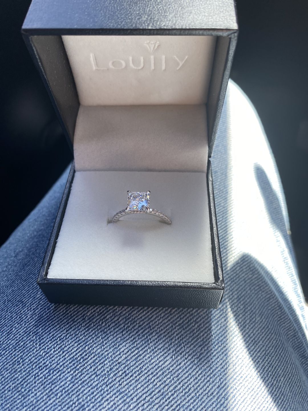Customer photo review of S925 2 Ct Princess Cut Sparkle Square Engagement Ring For Women Everyday Wear In Sterling Silver