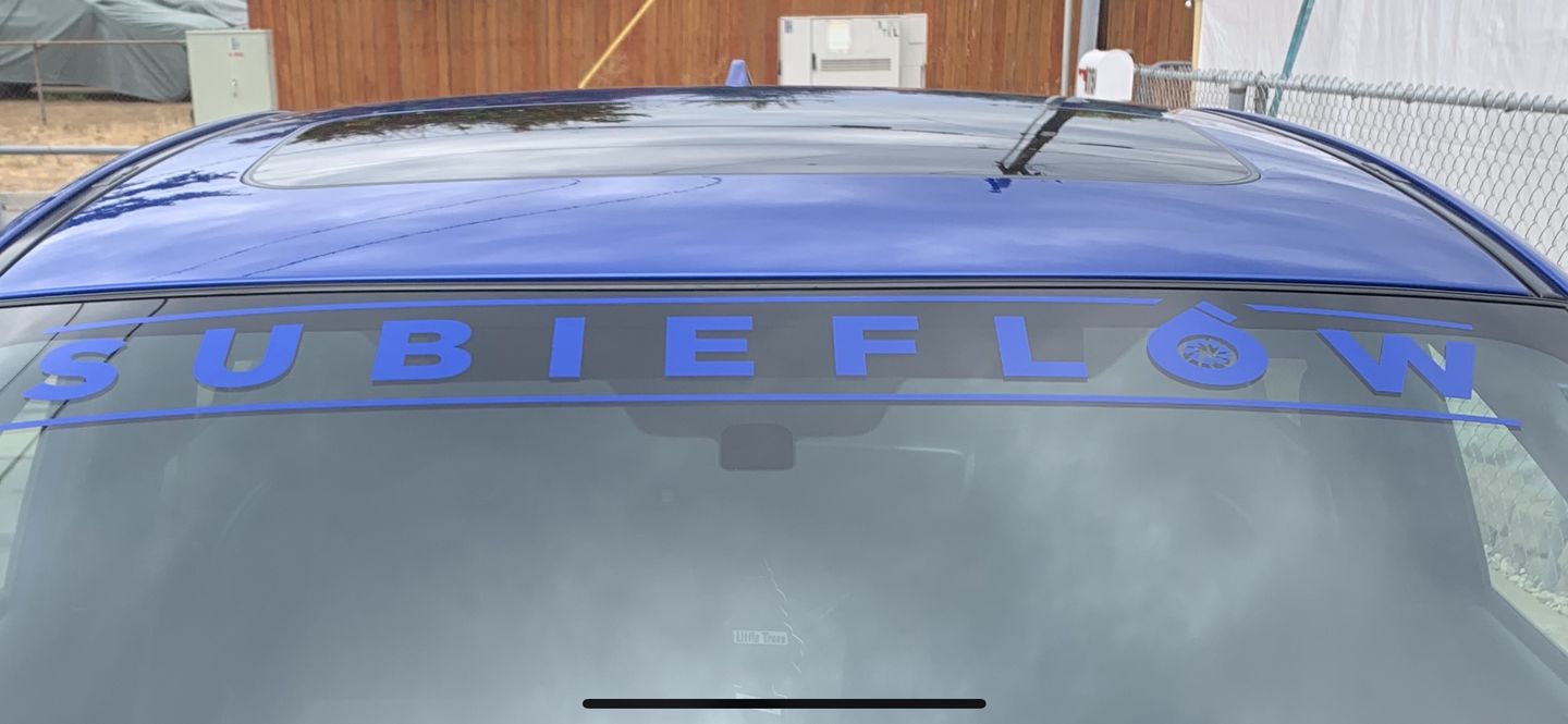 Customer photo review of SubieFlow Windshield Banners