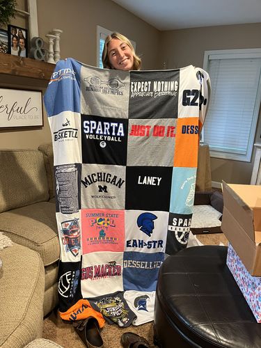 T-shirt quilt featuring sparta volleyball by Julie from MI