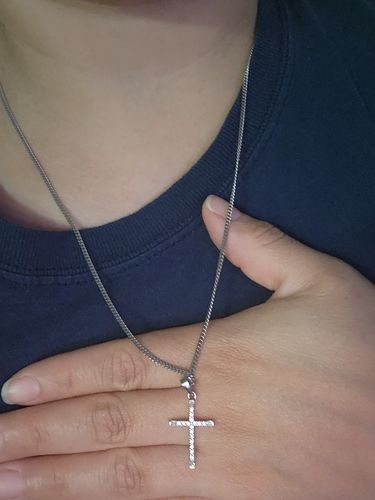 Customer photo review of 2mm White Gold Finish 925 Silver Miami Cuban Chain