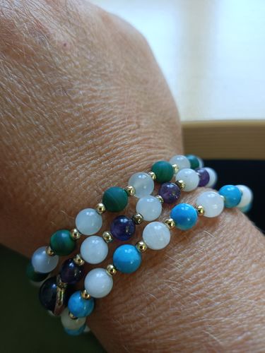 Customer photo review of Bracelet Détoxifiant en Apatite et Pierre de Lune | Or fin