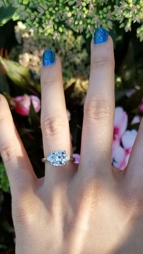 Customer photo review of 3-Stone 3ct Cushion CZ Ring in Sterling Silver