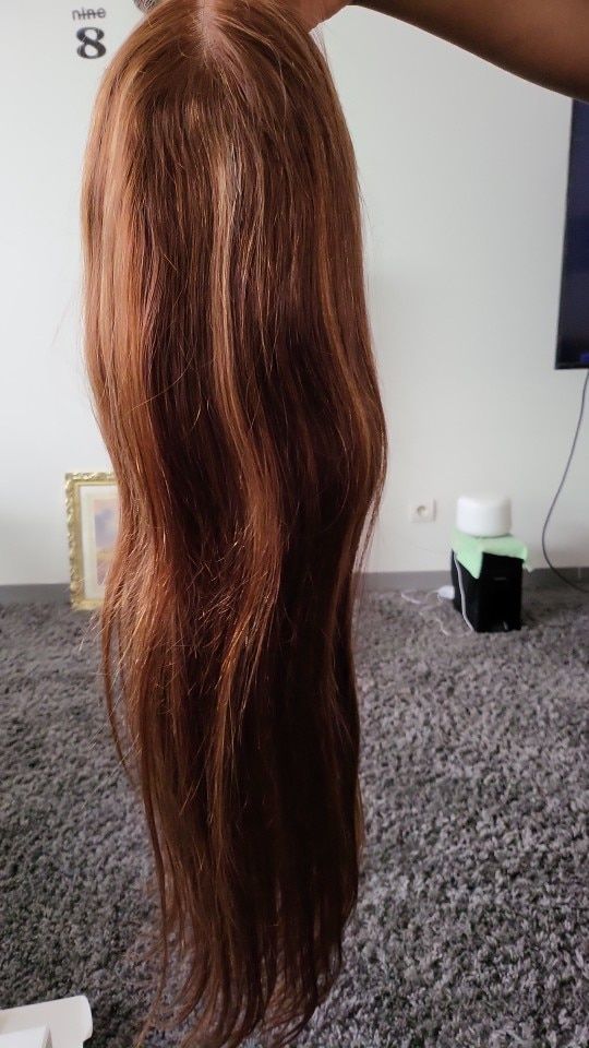 Customer photo review of MORE FACE 30inch Straight Highlight Wig 6x4 Pre-Cut HD Wear Go Glueless Wig Beginner Friendly