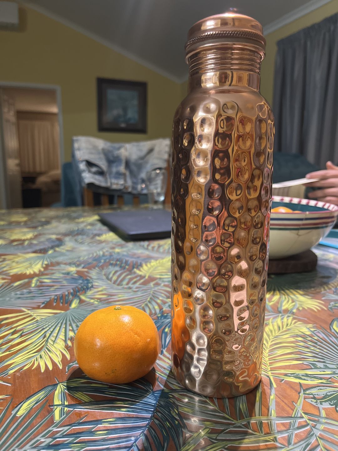 Customer photo review of Hammered Pure Copper Water Bottle