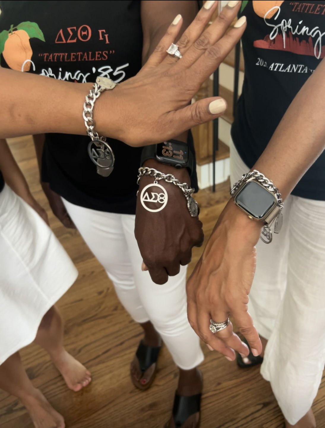 Customer photo review of Delta Sigma Theta- Multi Pendant stainless steel bracelet- SILVER