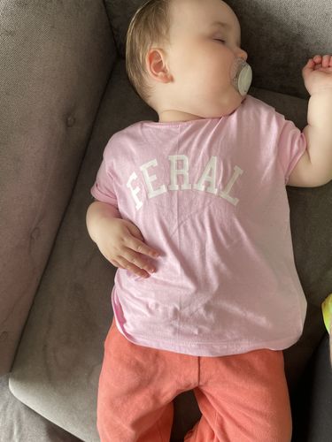 Customer photo review of FERAL College Kids Tee