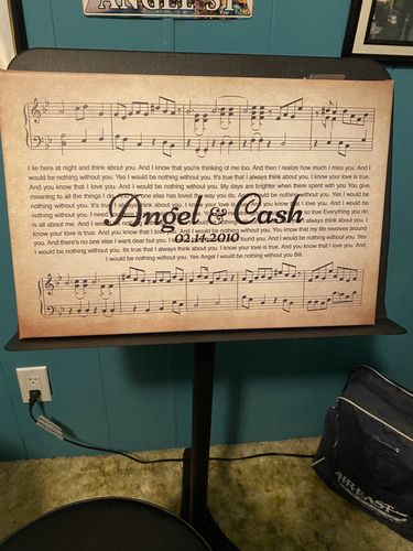 Customer photo review of Song Lyrics On Canvas Custom Wall Art