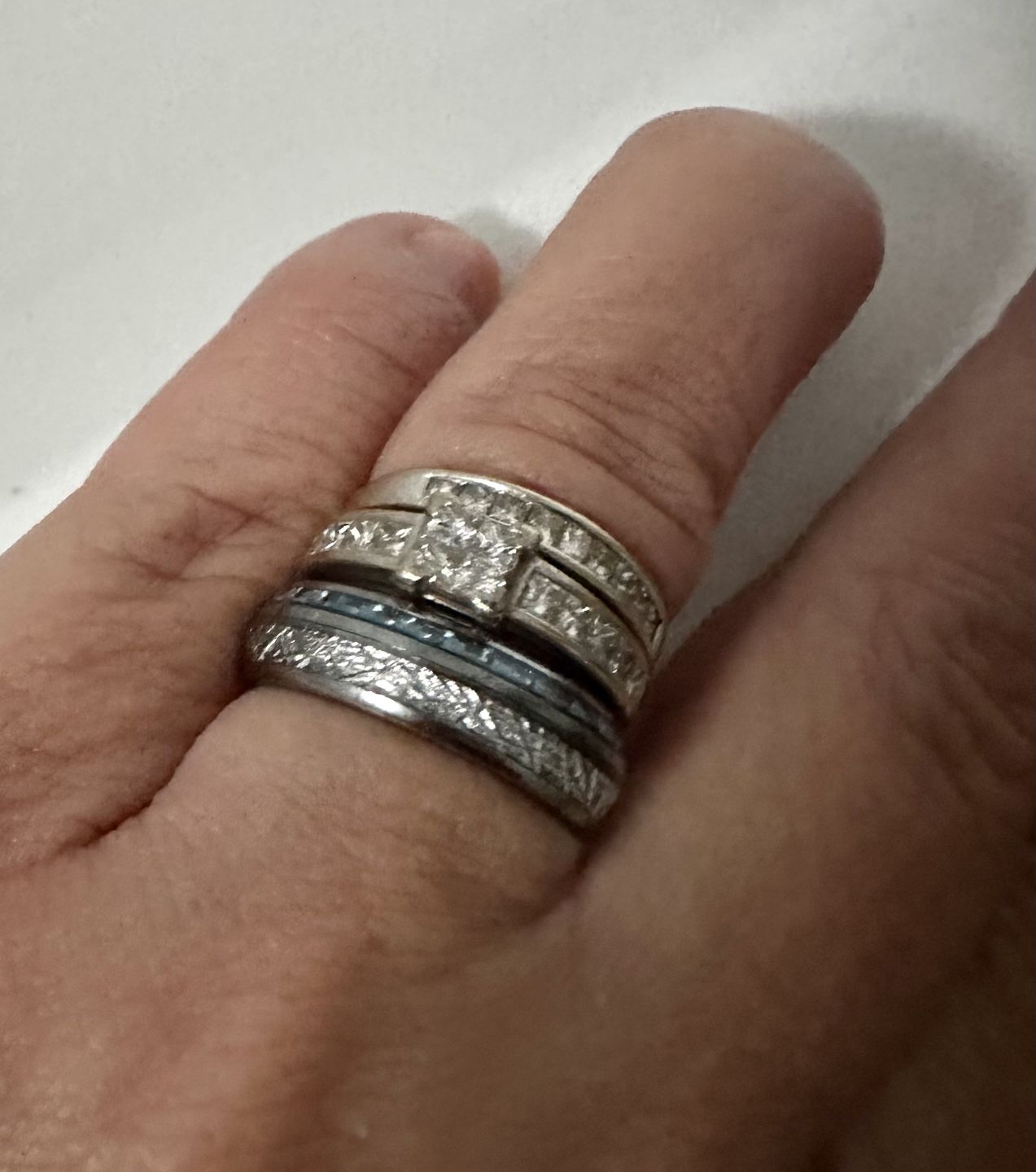 Customer photo review of The Steely Blue Wonder Ring Set