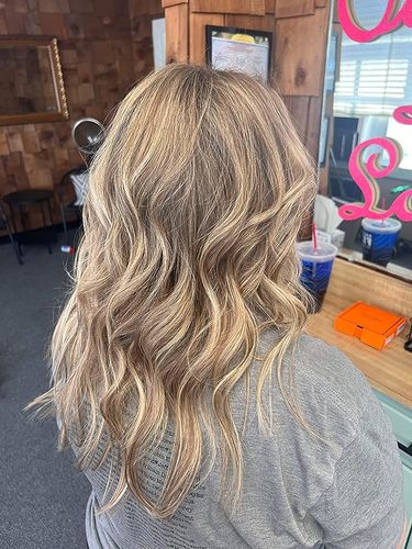 Customer photo review of 【New Color】Moresoo Virgin Tape In Hair Extensions 100% Brazilian Human Balayage Blonde Hair (#8/8/613)