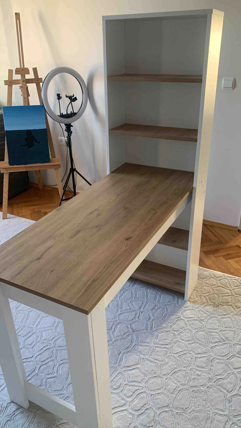 Customer photo review of Rani BJ113 Raflı Manikür Masası Makyaj Masası Sepet Ceviz - Beyaz