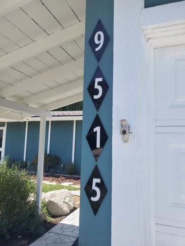 Customer photo review of Individual Mid Century Modern House Number - Diamond Shaped Sign