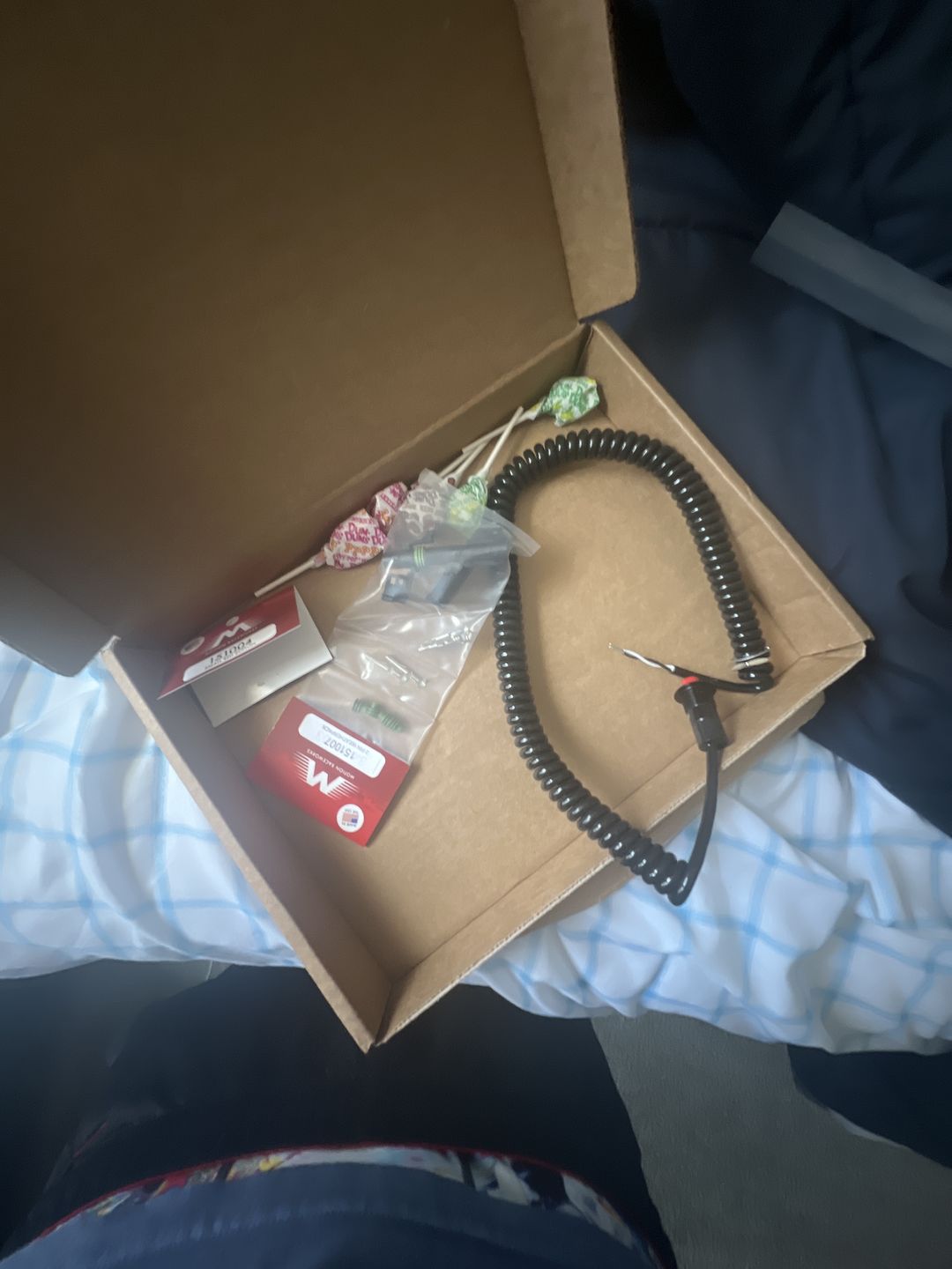 Customer photo review of Motion Raceworks Momentary Small Push Button w/6' Wound Cord (Red or Green)